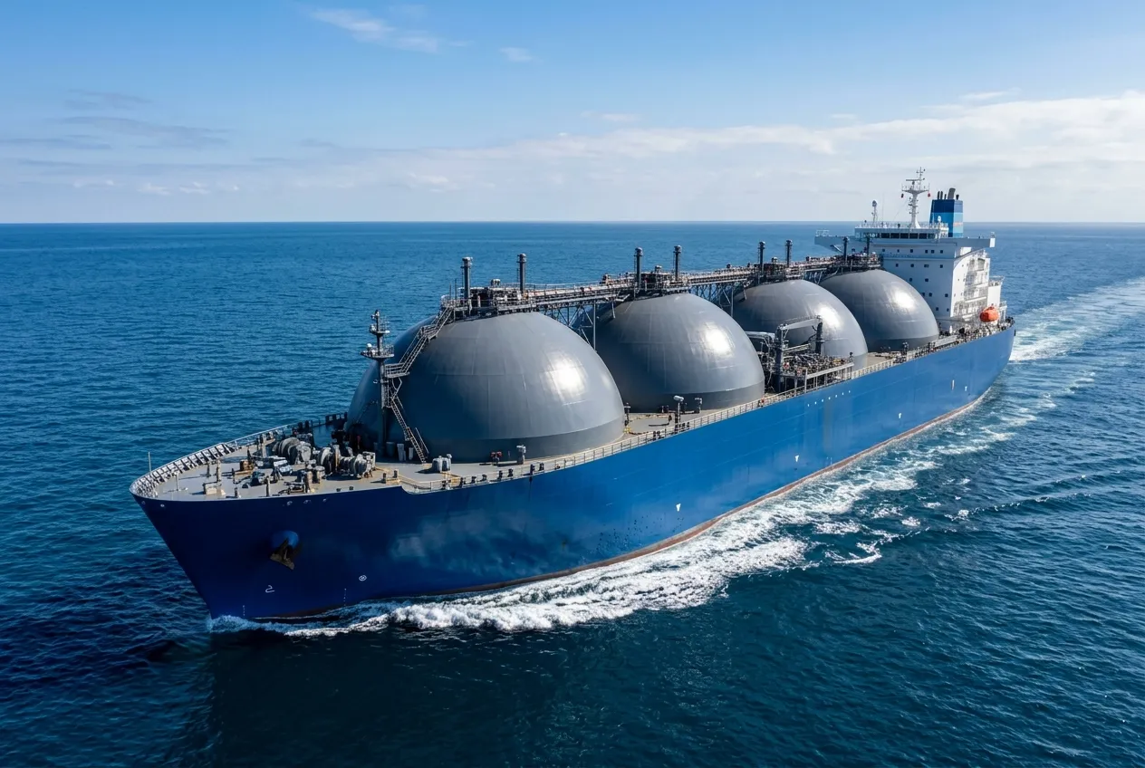 Large cargo shipping vessel docked safely at a port